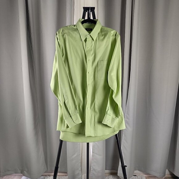 Izod Other - Izod Men's Wrinkle Free Lime Green Cotton Blend Dress Shirt Size 17 (34/35)